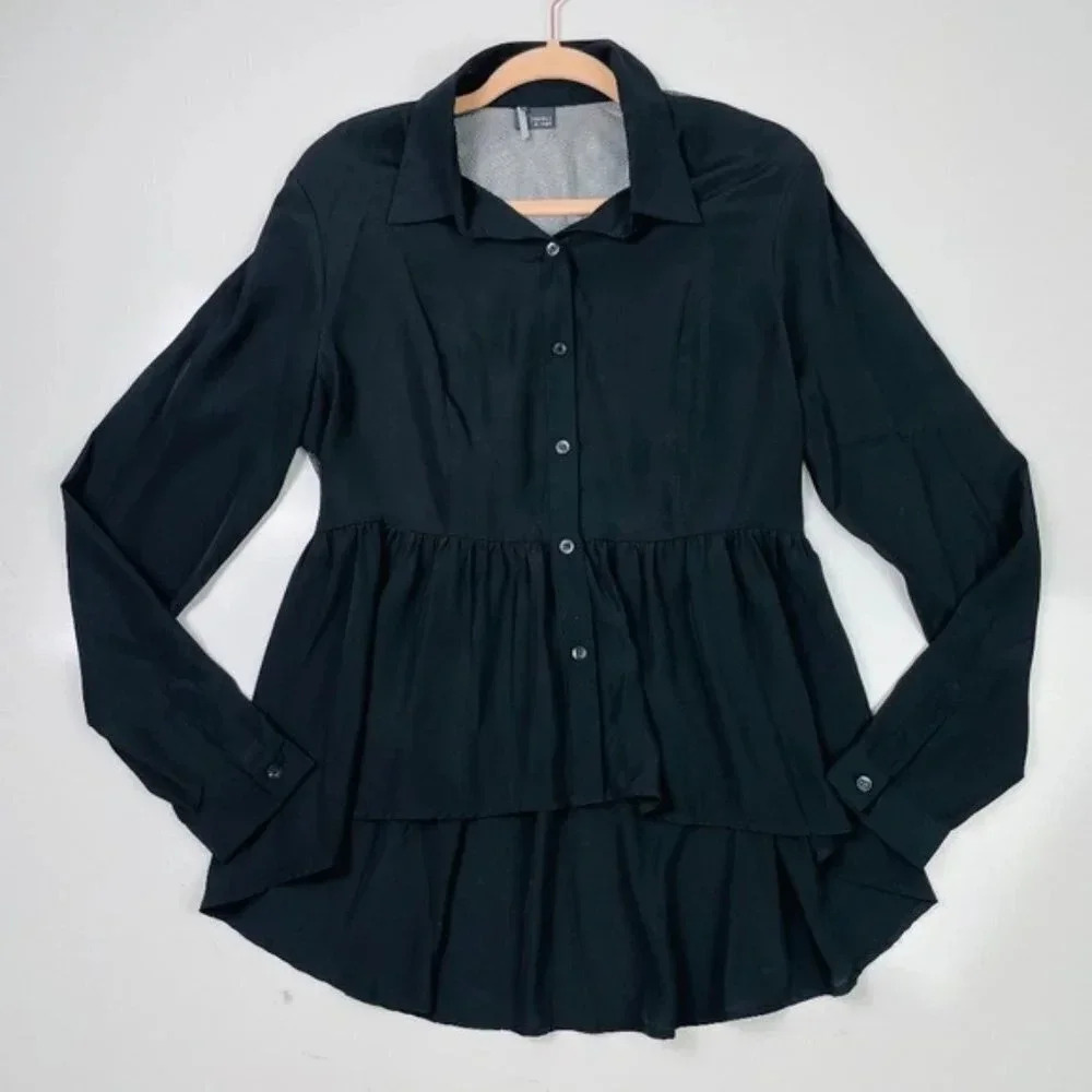 SPARKLE & FADE Black Long Sleeve Mesh Back Blouse